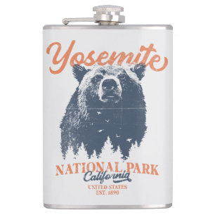 Yosemite Grizzly Bear California National Park Hip Flask