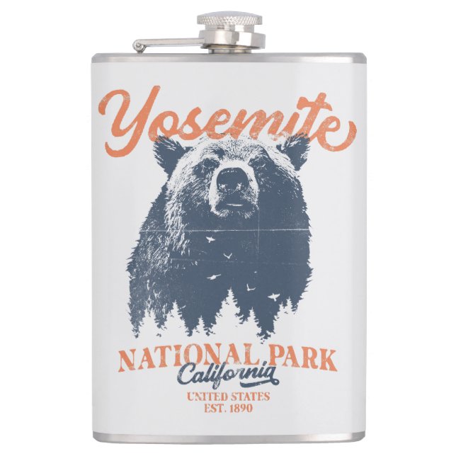 Yosemite Grizzly Bear California National Park Hip Flask (Front)