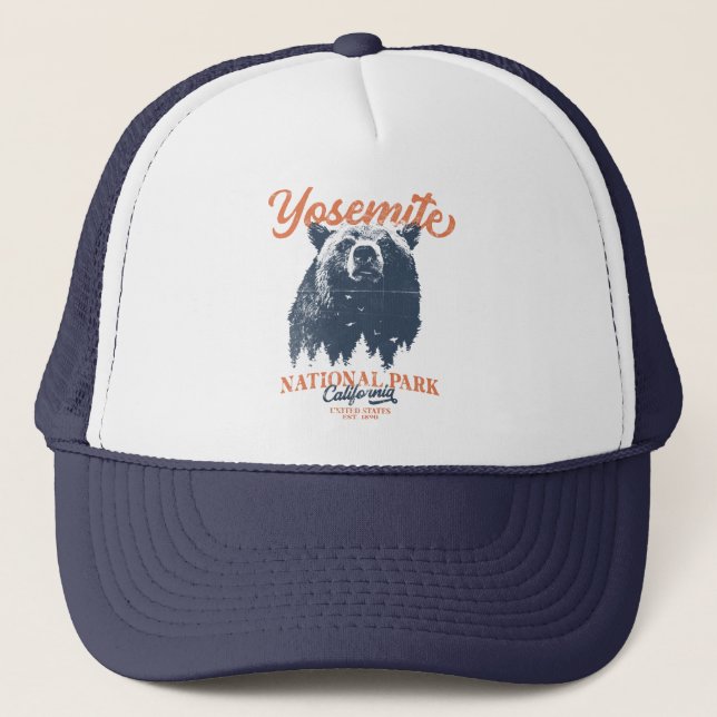 Yosemite Grizzly Bear California National Park Trucker Hat (Front)