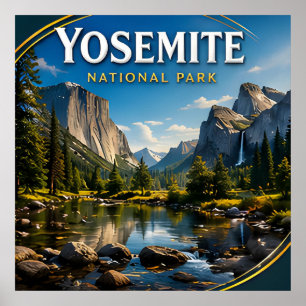 Yosemite Half Dome Scenic National Park Poster