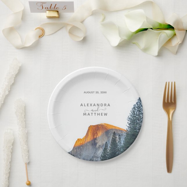 Yosemite Half Dome Sunset Wedding Paper Plates (Wedding)