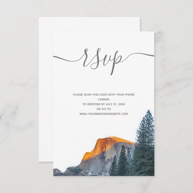Yosemite Half Dome Sunset Wedding RSVP Enclosure Card (Front/Back)