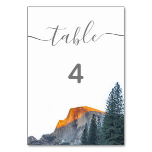 Yosemite Half Dome Sunset Wedding Table Number