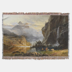 Yosemite Lake Indians Spear Fishing Throw Blanket