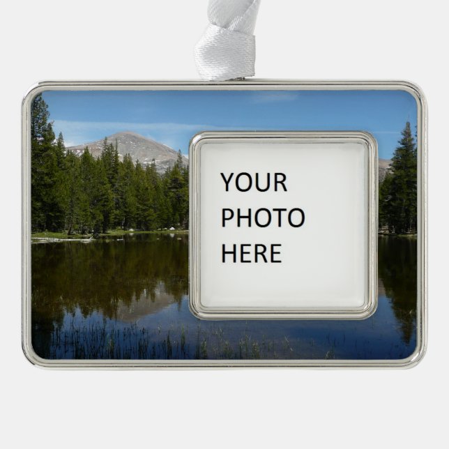Yosemite Lake Reflection Silver Plated Framed Ornament (Front)