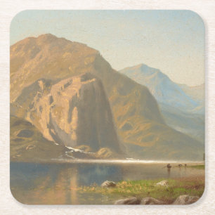 Yosemite Majestic Landscape by Albert Bierstadt Square Paper Coaster