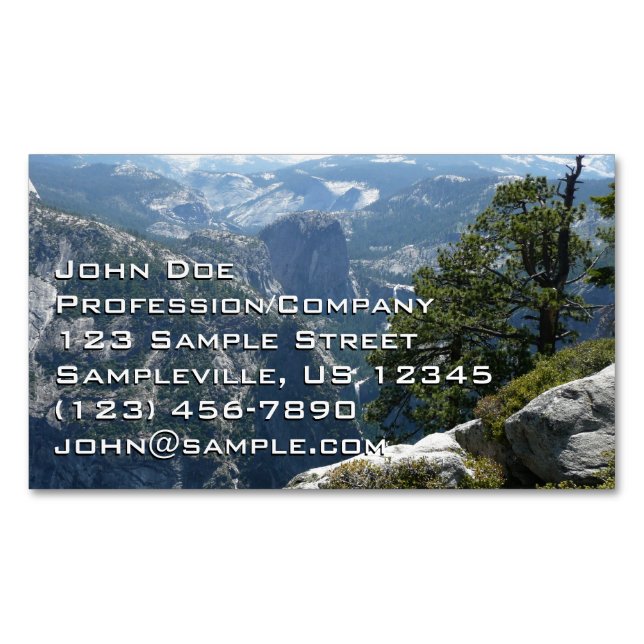Yosemite Mountain View in Yosemite National Park Magnetic Business Card (Front)