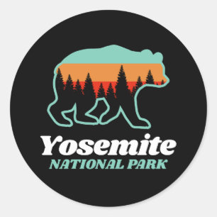 Yosemite National Park Bear Hiking Camping Gift Classic Round Sticker
