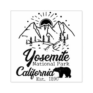 Yosemite National Park Bear Minimalist Mountain Rubber Stamp