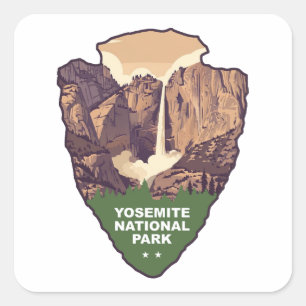 Yosemite National Park Bridalveil Fall Arrowhead Square Sticker