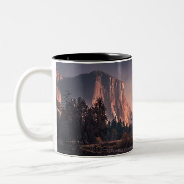 yosemite national park california at sunrise Two-Tone coffee mug (Left)