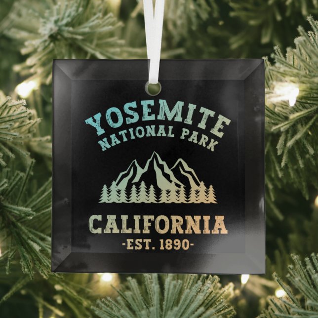 Yosemite National Park California Hiking Gradient Glass Tree Decoration (Insitu)