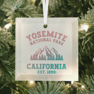 Yosemite National Park California Hiking Gradient Glass Tree Decoration