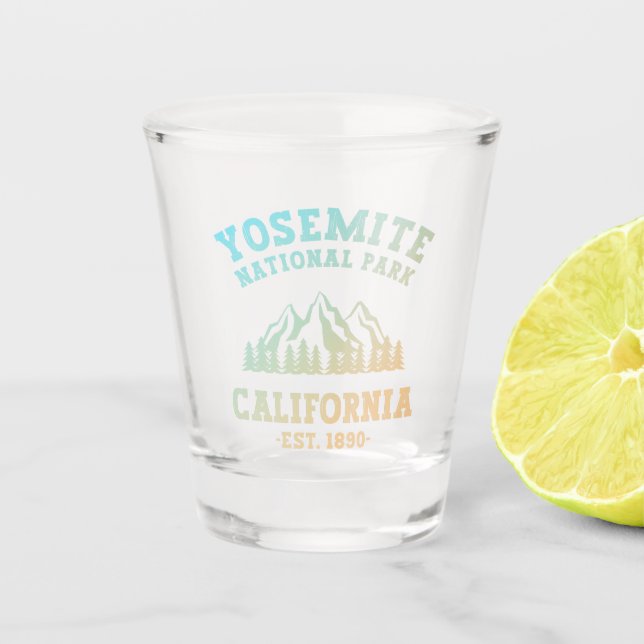 Yosemite National Park California Hiking Gradient Shot Glass (Front)