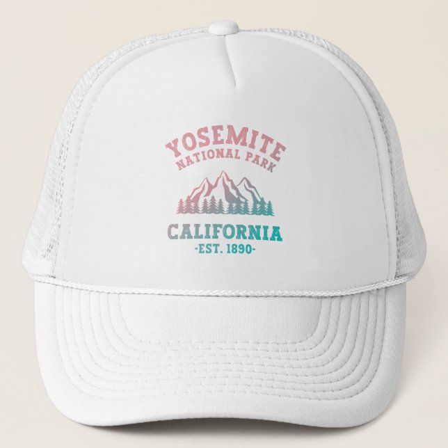 Yosemite National Park California Hiking Gradient  Trucker Hat (Front)