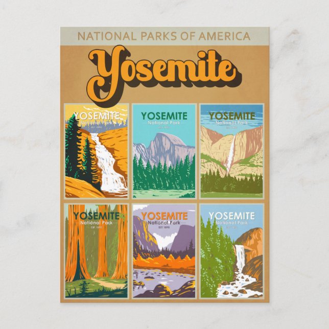Yosemite National Park California Landmark Collage Postcard (Front)
