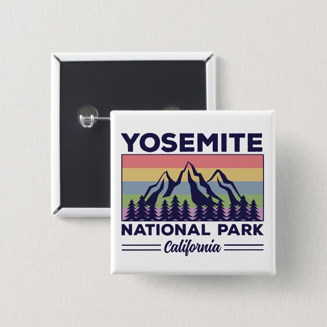 Yosemite National Park California Retro Hiking 15 Cm Square Badge (Front & Back)