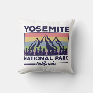 Yosemite National Park California Retro Hiking Cushion