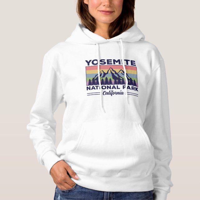Yosemite National Park California Retro Hiking Hoodie (Front)