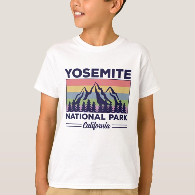 Yosemite National Park California Retro Hiking T-Shirt (Front)