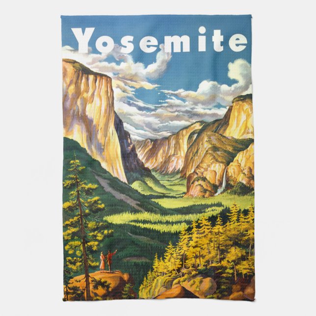 Yosemite National Park California Travel Art Tea Towel (Vertical)