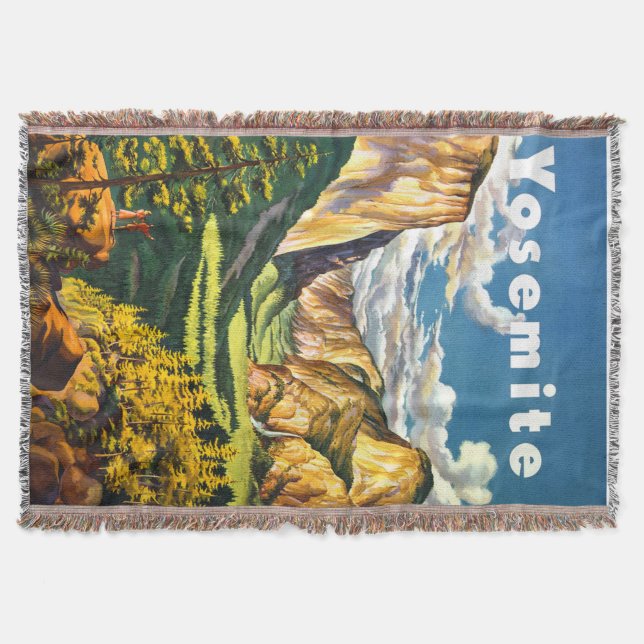 Yosemite National Park California Travel Art Throw Blanket (Front)