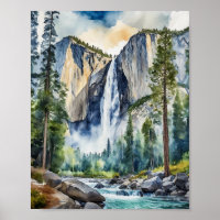 Yosemite National Park California Watercolor