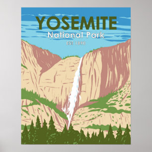 Yosemite National Park California Waterfall Poster