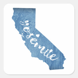 Yosemite National Park California Wood Grain Square Sticker