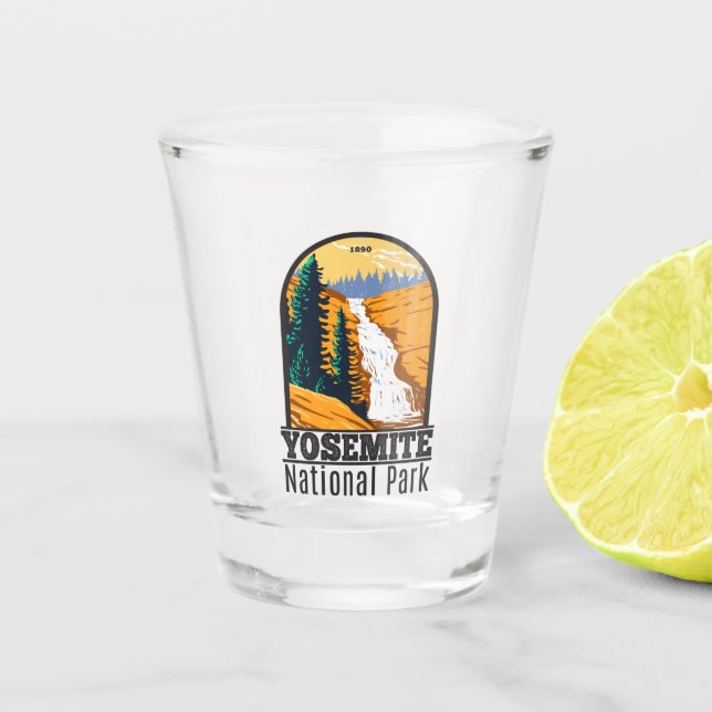 Yosemite National Park Chilnualna Falls California Shot Glass (Front)