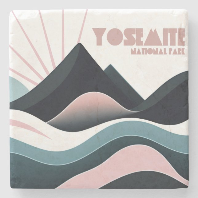 Yosemite National Park Coloured Hills Stone Coaster (Front)