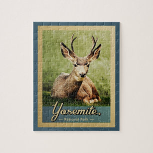 Yosemite National Park Deer Vintage Travel Jigsaw Puzzle