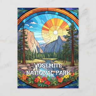 Yosemite National Park Faux Stained Glass Mosaic Postcard