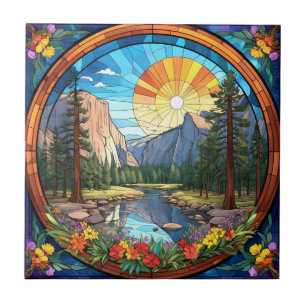 Yosemite National Park Faux Stained Glass Mosaic Tile