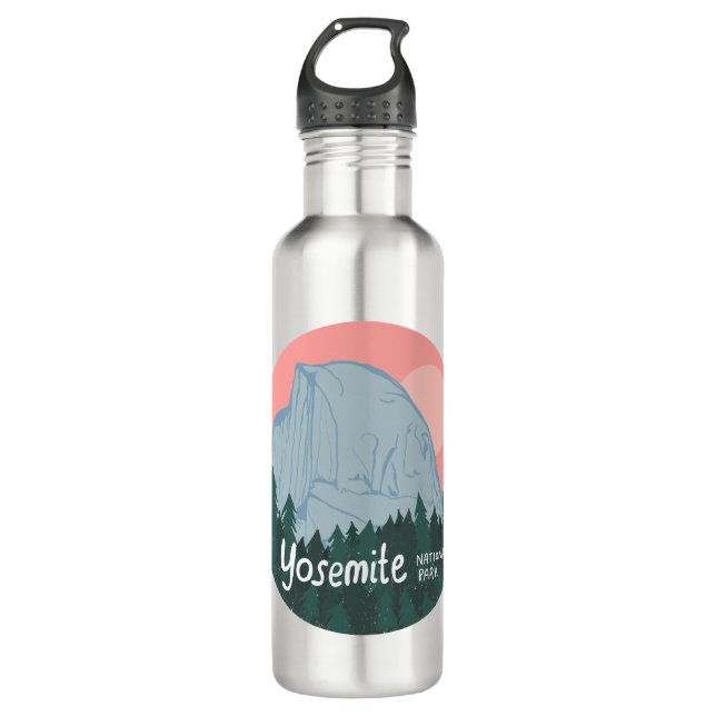 Yosemite National Park Half Dome Art Pink 710 Ml Water Bottle (Front)