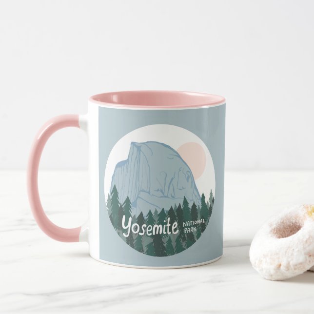 Yosemite National Park Half Dome Blue Mug (With Donut)