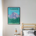Yosemite National Park Half Dome California Poster<br><div class="desc">Yosemite vector artwork design. The park is famed for its giant,  ancient sequoia trees,  and for Tunnel View,  the iconic vista of towering Bridalveil Fall and the granite cliffs of El Capitan and Half Dome.</div>