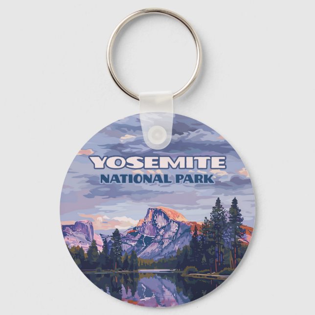 Yosemite National Park Half Dome California Sunset Key Ring (Front)
