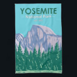 Yosemite National Park Half Dome California  Tea Towel<br><div class="desc">Yosemite vector artwork design. The park is famed for its giant,  ancient sequoia trees,  and for Tunnel View,  the iconic vista of towering Bridalveil Fall and the granite cliffs of El Capitan and Half Dome.</div>