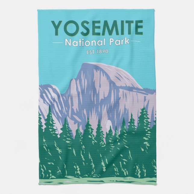 Yosemite National Park Half Dome California  Tea Towel (Vertical)