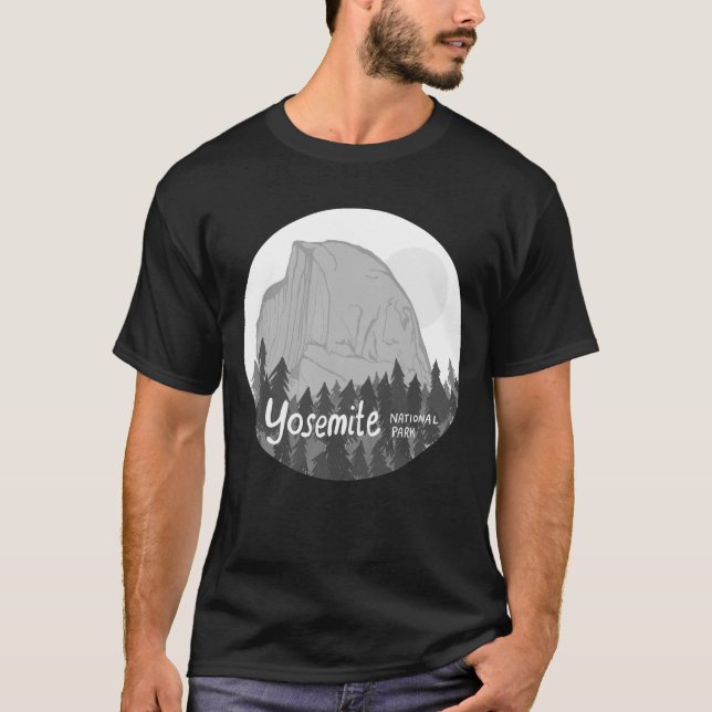 Yosemite National Park Half Dome Grayscale T-Shirt (Front)