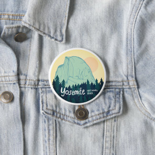 Yosemite National Park  Half Dome Hiking Golden 7.5 Cm Round Badge