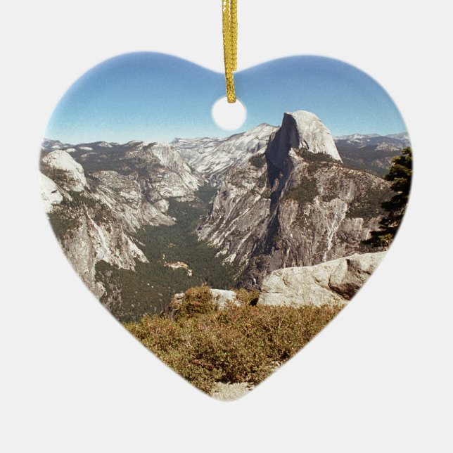 Yosemite National Park, Half Dome Mountain, USA Ceramic Tree Decoration (Front)