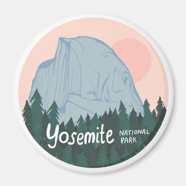 Yosemite National Park Half Dome Pink Magnet (Front)