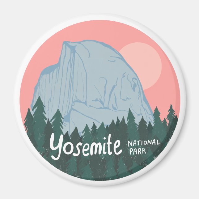 Yosemite National Park Half Dome Pink Magnet (Front)