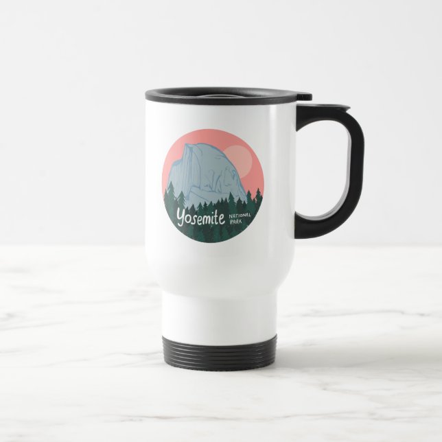 Yosemite National Park Half Dome Pink Travel Mug (Right)