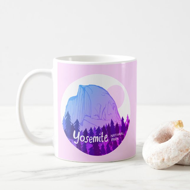 Yosemite National Park Half Dome Purple Lilac Coffee Mug (With Donut)