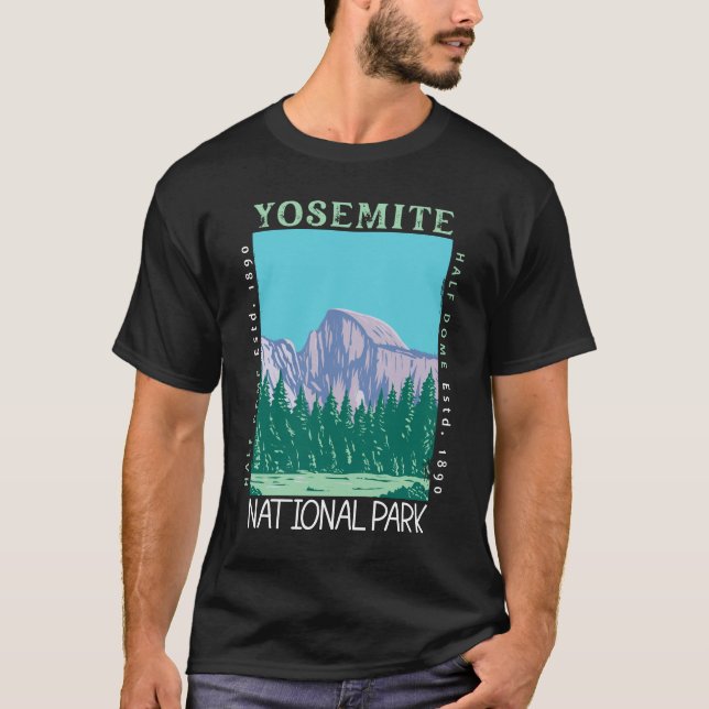 Yosemite National Park Half Dome Retro Distressed T-Shirt (Front)