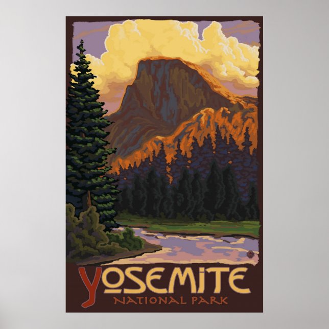 Yosemite National Park - Half Dome Travel Poster (Front)