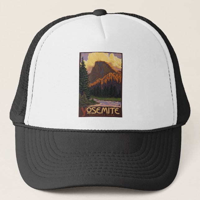 Yosemite National Park - Half Dome Travel Poster Trucker Hat (Front)